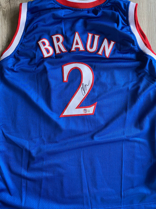 Christian Braun Kansas signed custom jersey (BECKETT COA)