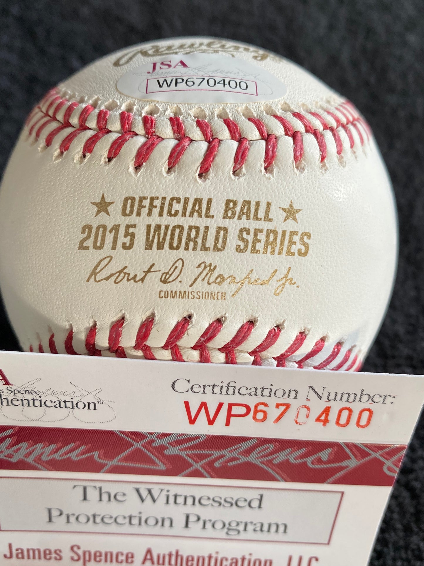 Salvador Perez signed 2015 WS MLB Baseball (JSA COA)