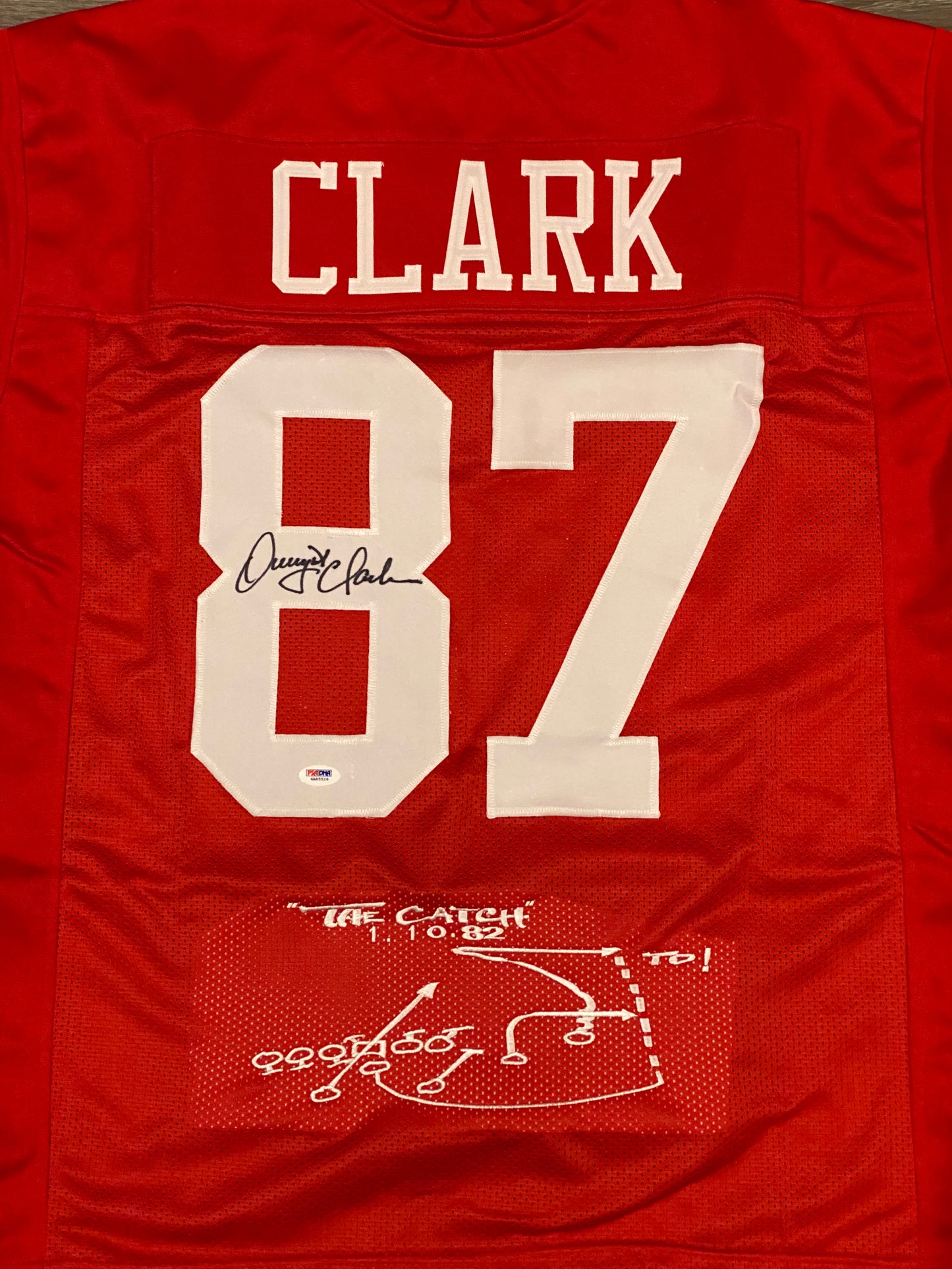 Dwight Clark signed custom jersey "The Catch" (PSA COA)