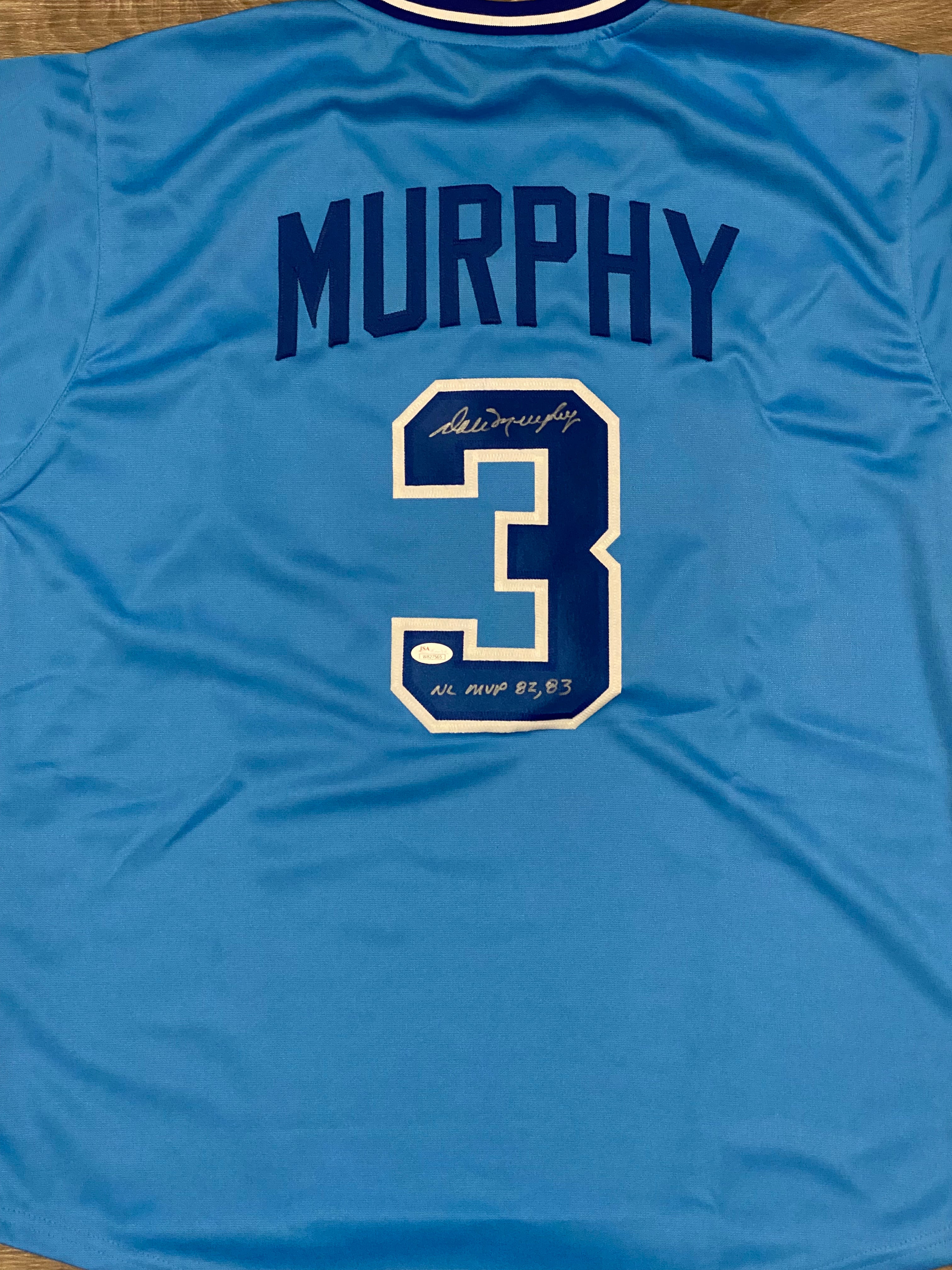 Dale Murphy signed custom jersey inscribed "AL MVP  '82, 83" (JSA COA)