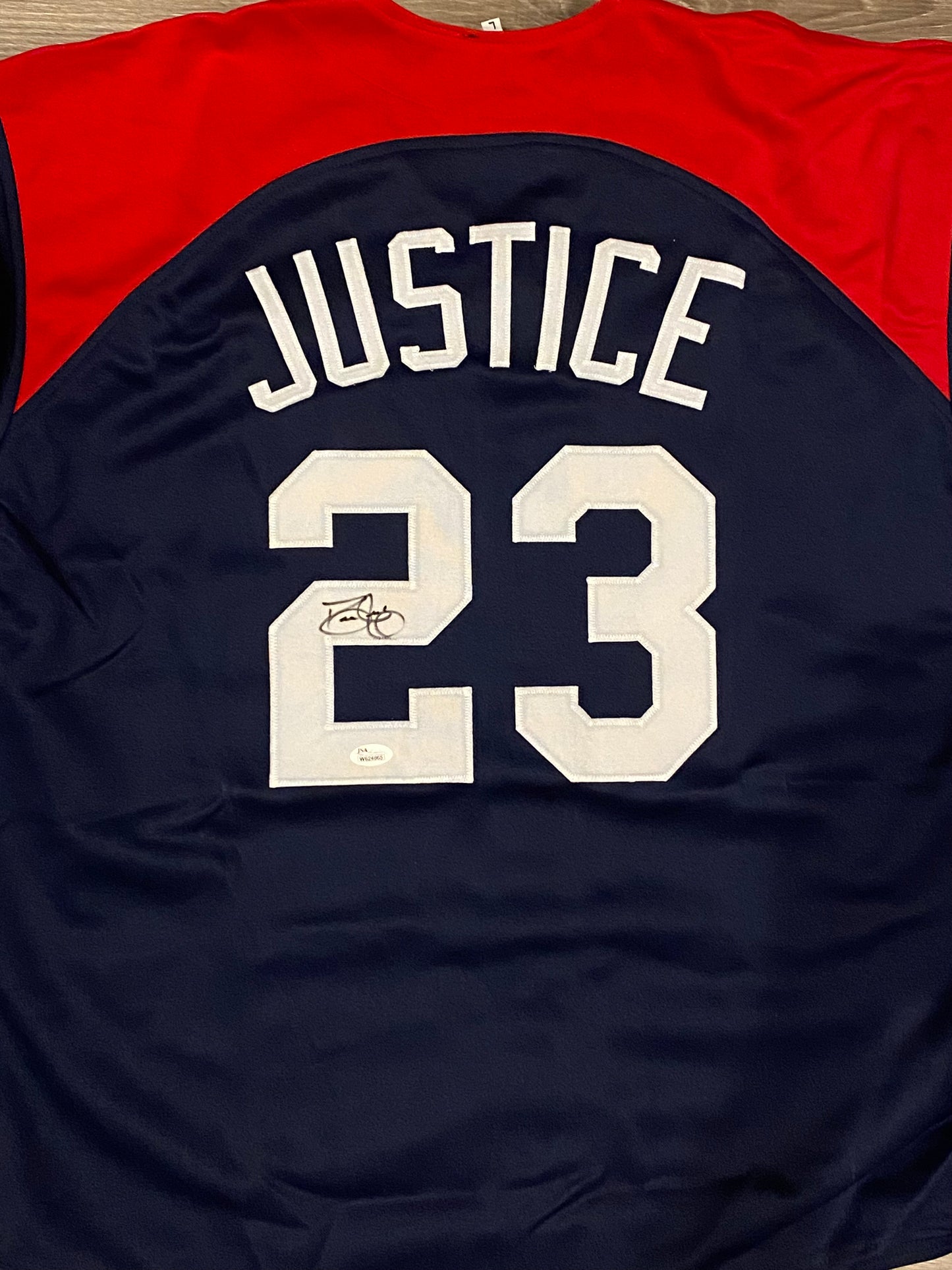 David Justice signed custom jersey (JSA COA)