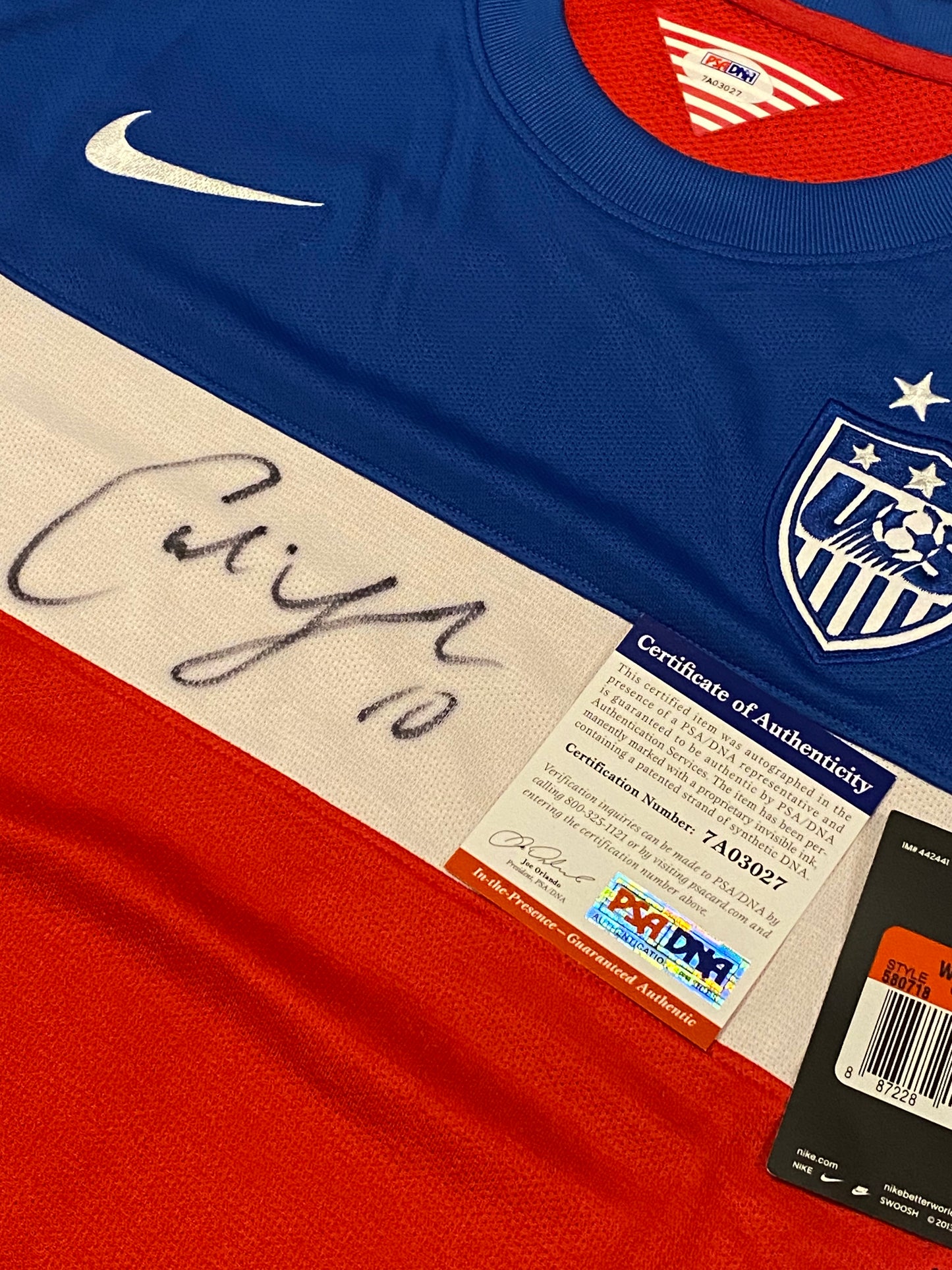 Carli Lloyd signed authentic jersey (PSA COA)