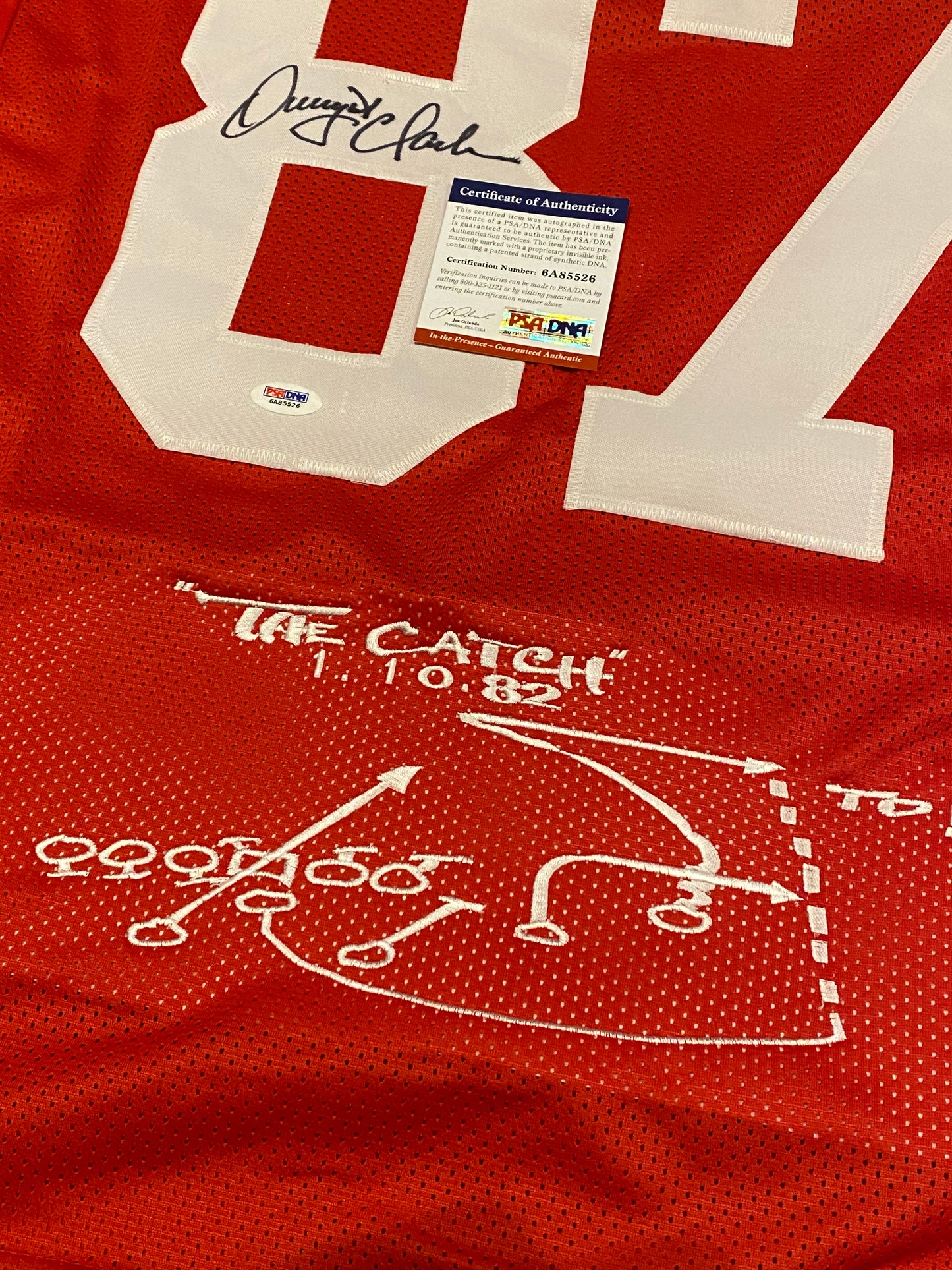 Dwight Clark signed custom jersey "The Catch" (PSA COA)