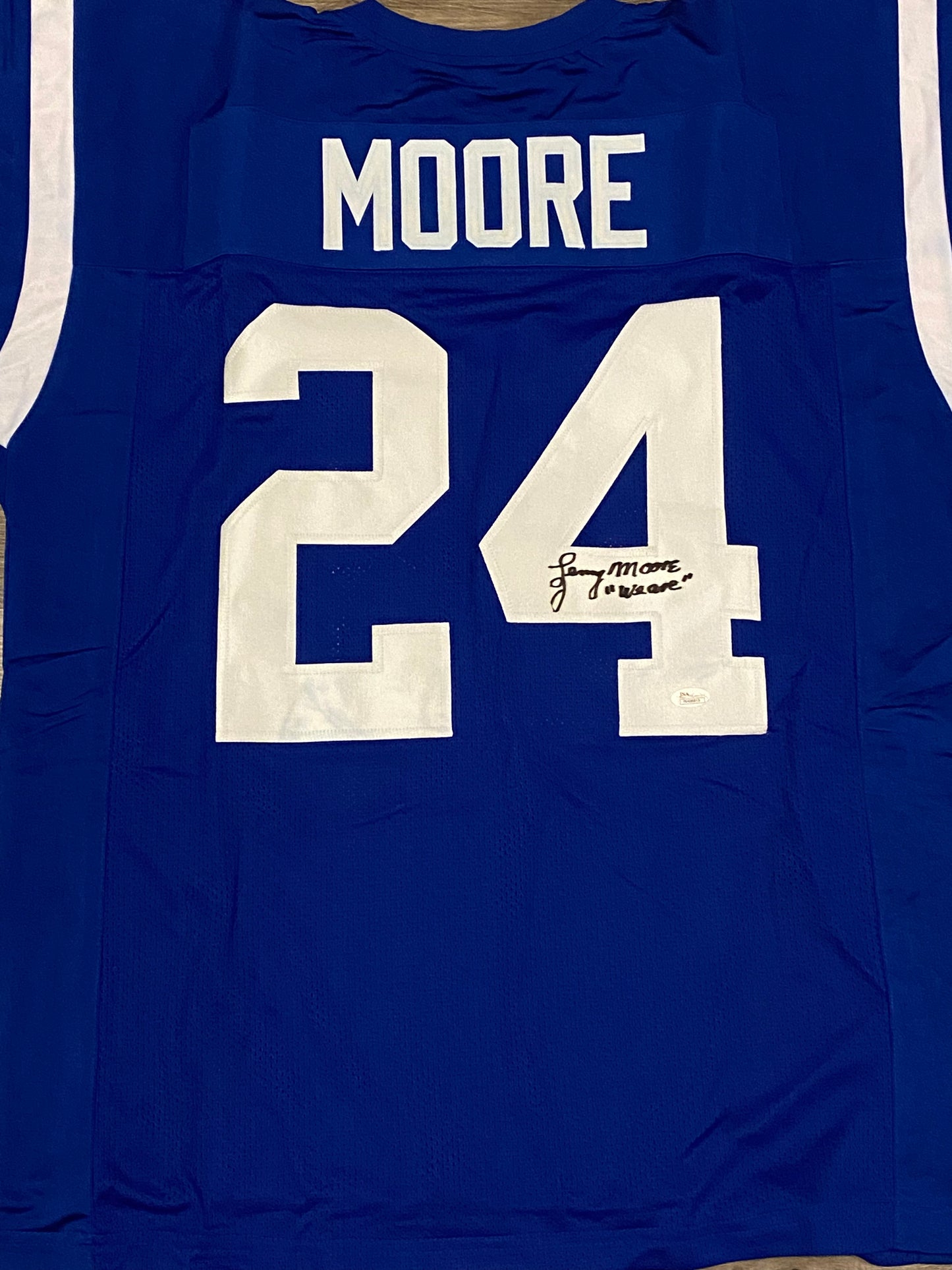 Lenny Moore signed custom jersey inscribed "We Are" (JSA COA)