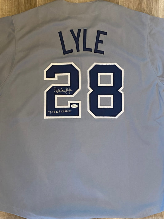 Sparky Lyle signed custom jersey (JSA COA)
