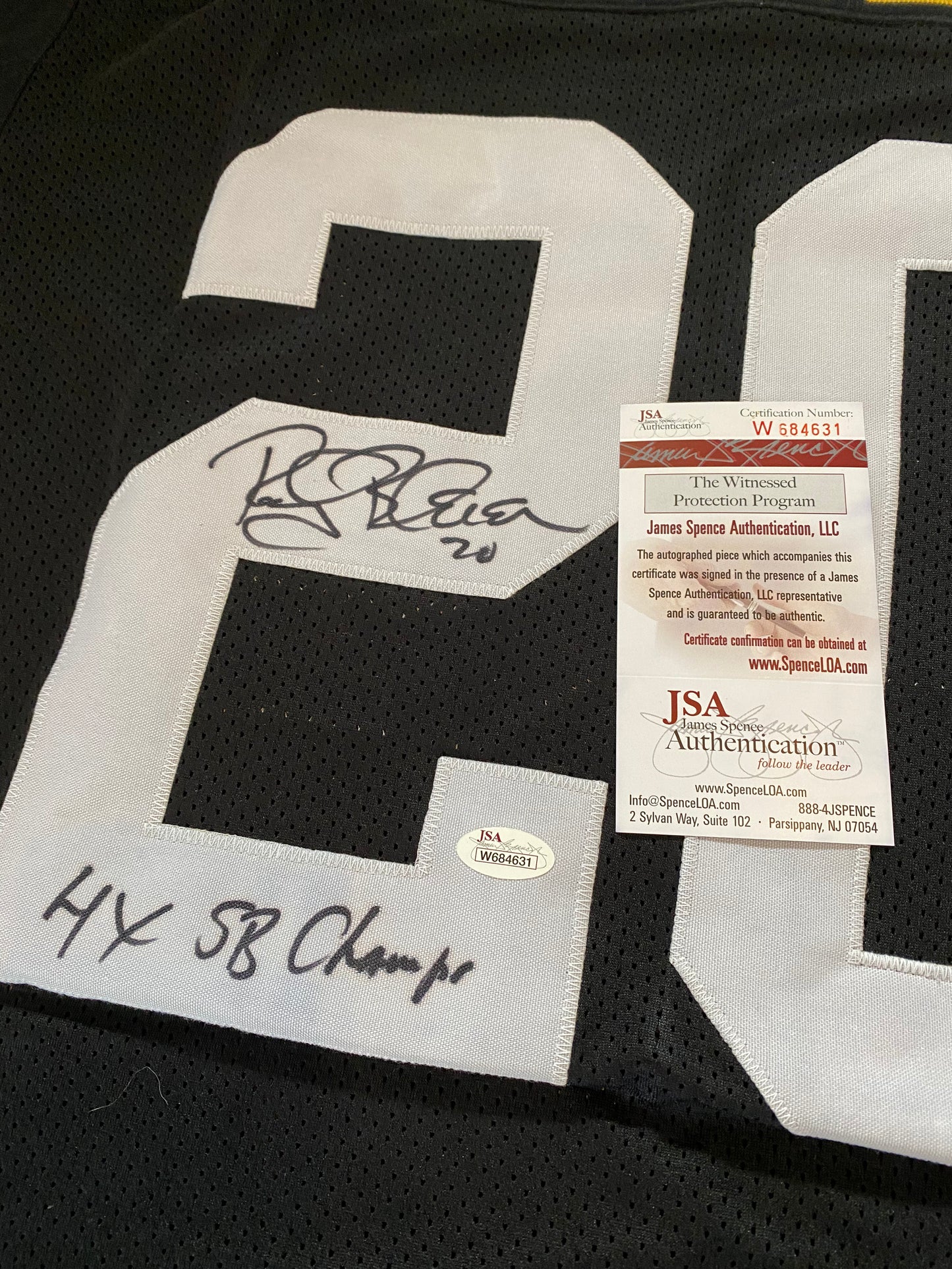 Rocky Bleier signed custom jersey inscribed "4X SB Champs" (JSA COA)