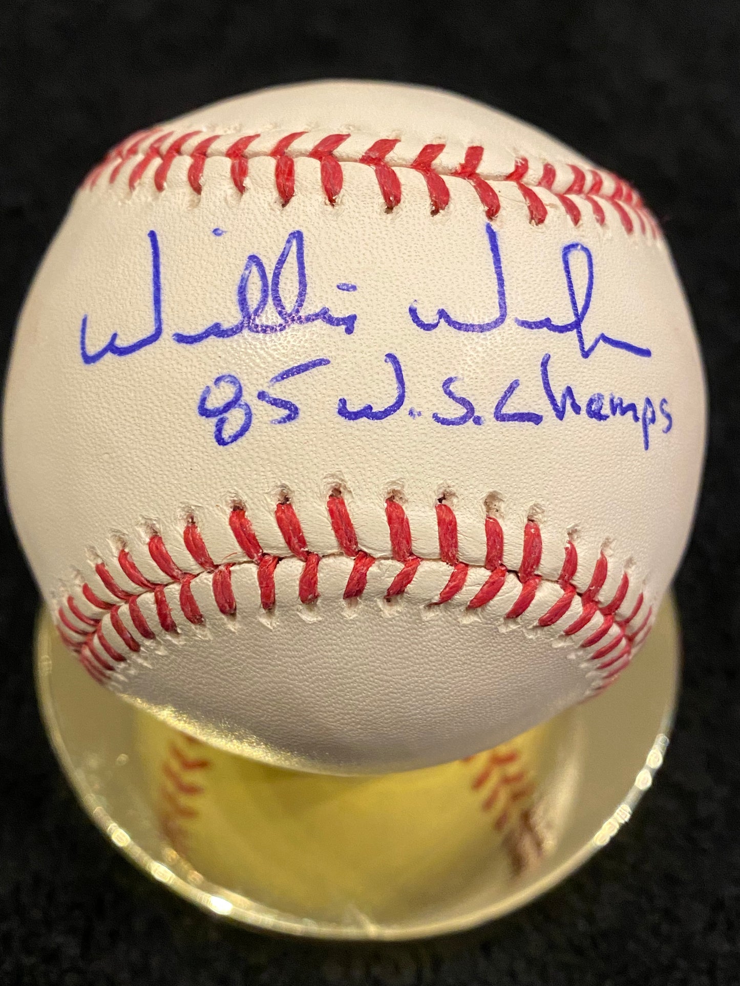 Willie Wilson signed MLB Baseball inscribed "85 W.S. Champs"(MLB COA)