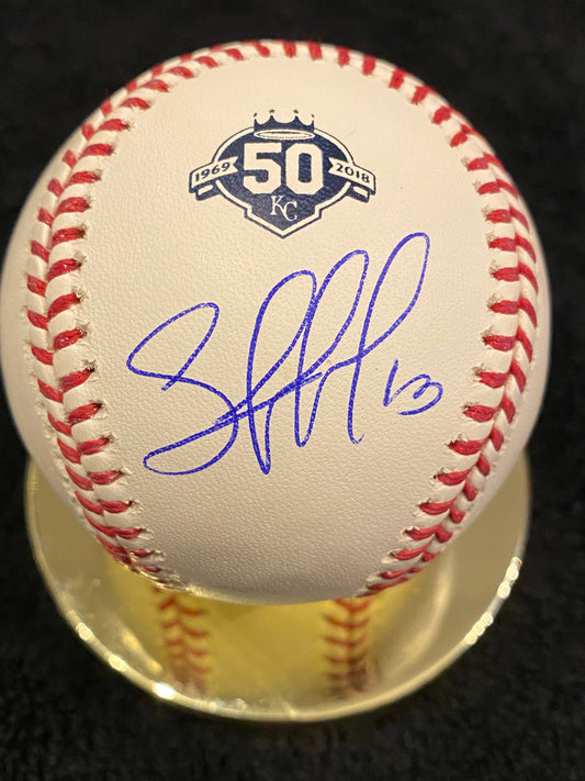 Salvador (Salvy) Perez signed 50th Anniversary MLB Baseball (JSA COA)
