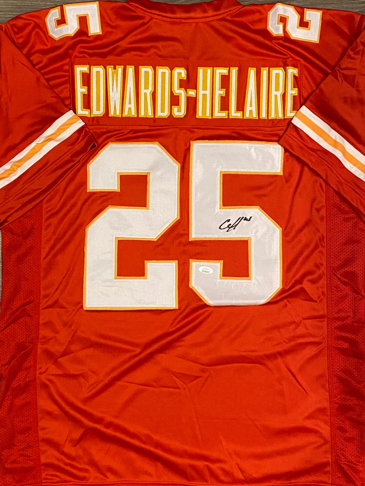 Clyde Edwards-Helaire signed custom jersey (JSA COA)